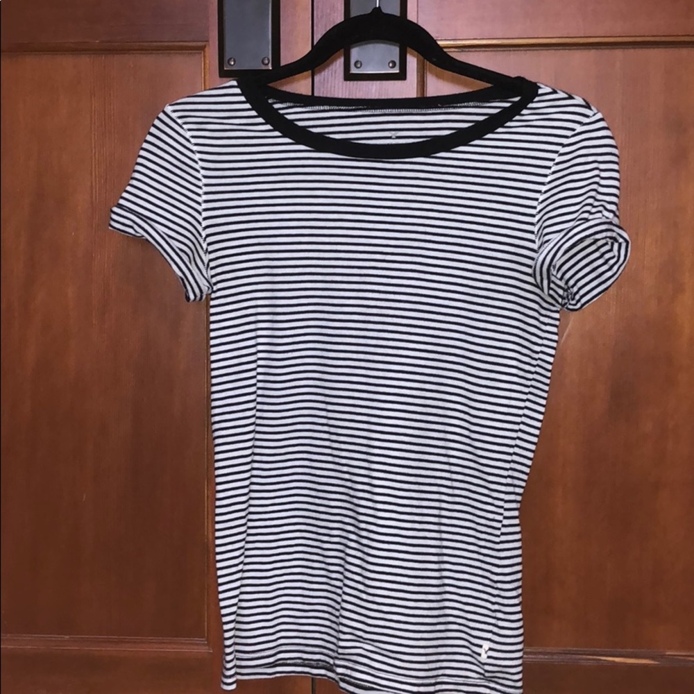 Women’s fit black/white striped American Eagle tee